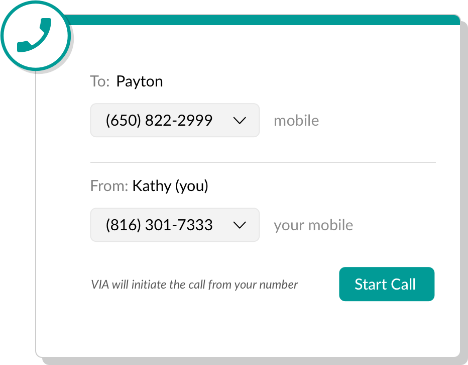 VIA Sales Software Call UI